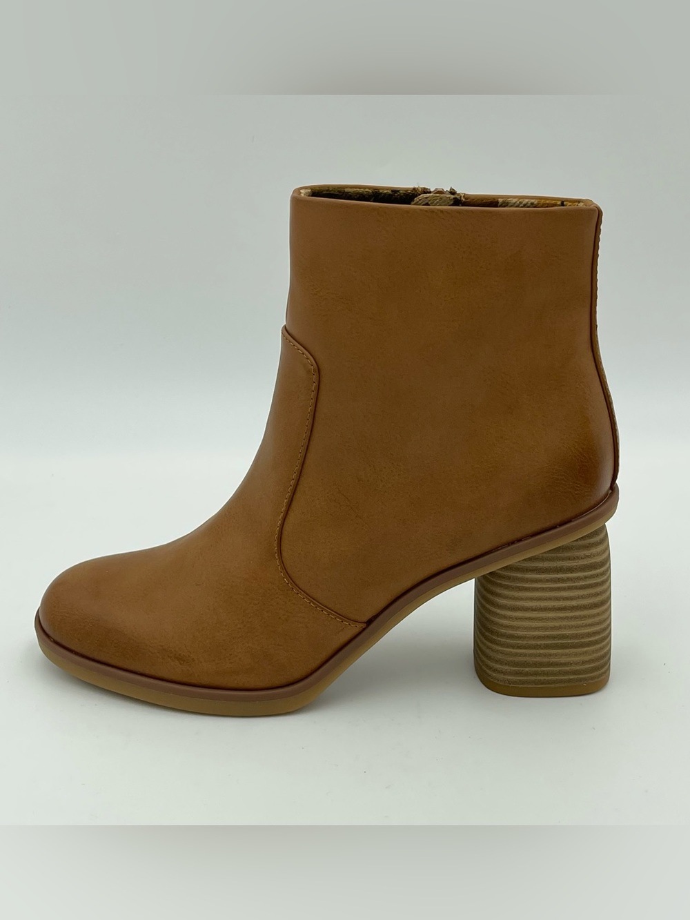 Korks by Kork Ease SZ 9M Destiny Block Heel Ankle Tan Faux Leather Booties Boots
